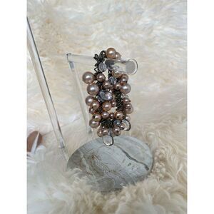 Vintage Charm Bracelet Faux Pearls Rhinestones